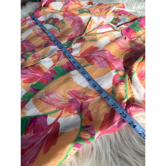 Chico's Women's Floral No-Iron Linen 3/4 Sleeve Foliage Shirt Multicolor Size 16 - Picture 10 of 11